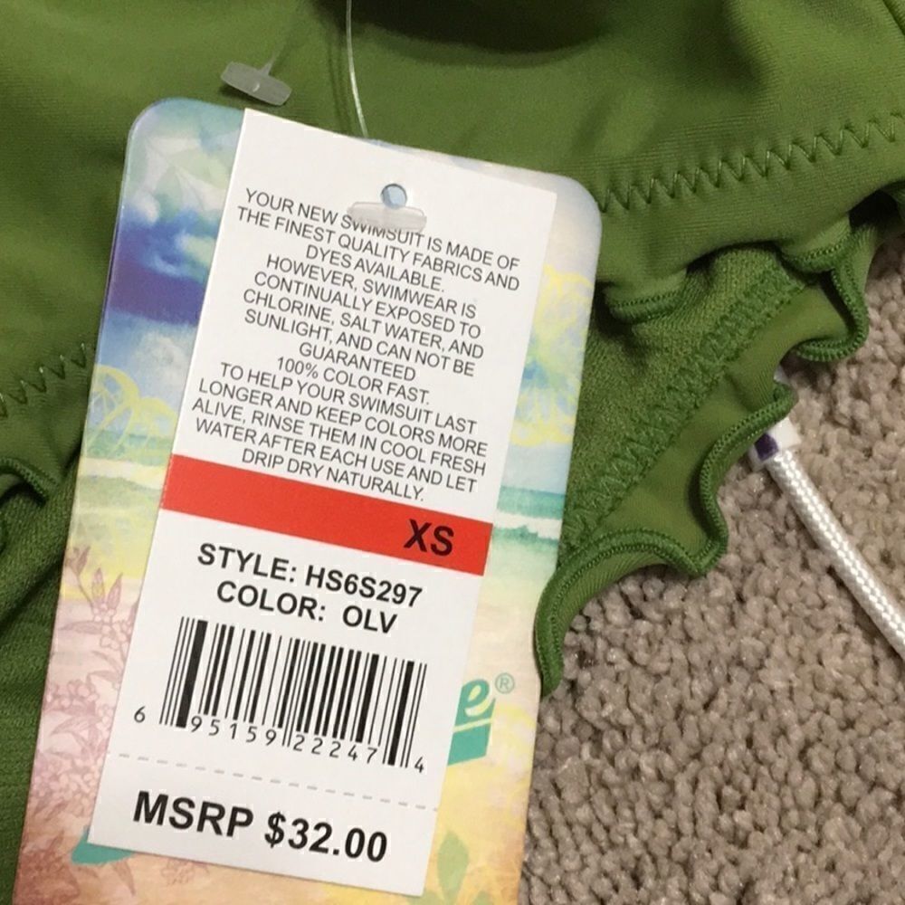 Olive green scalloped edge bikini bottoms.… - Picture 6 of 6